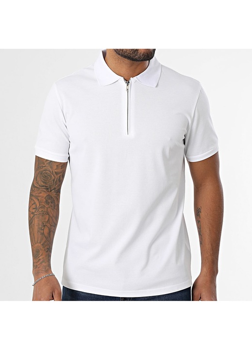 Férfi galléros póló, 2491, alkalmi, Fehér