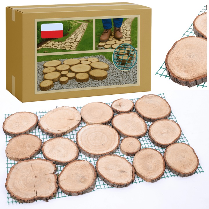 Cale de gradina MODO24, 80x50x2 cm, plastri de lemn, bej, EKO DREWNO