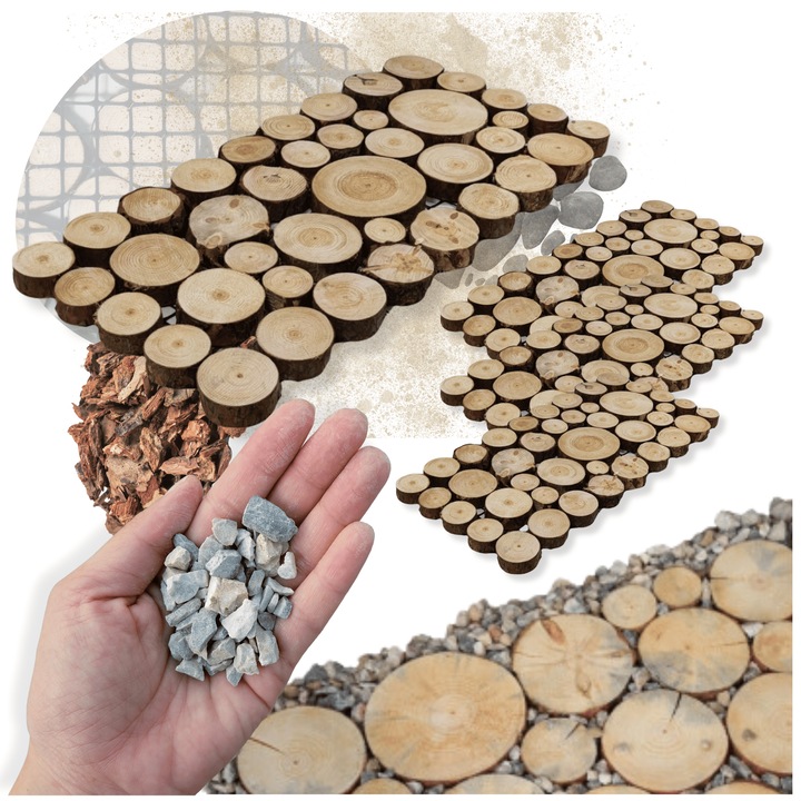 Set 4x Chodnik din lemn Eko Sciezka 40x80cm, bej