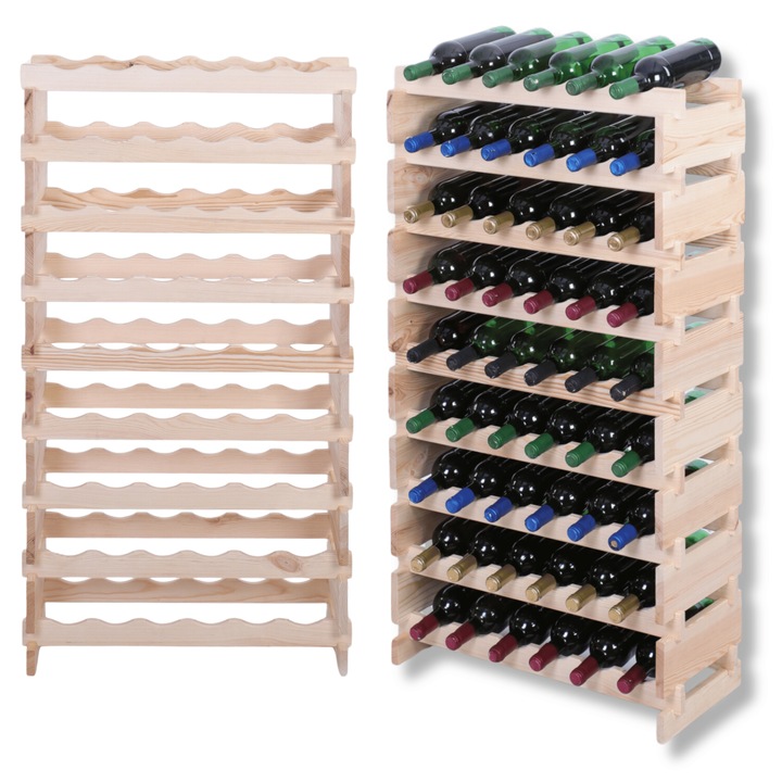 Suport pentru sticle de vin MODO24, modular, lemn, bej