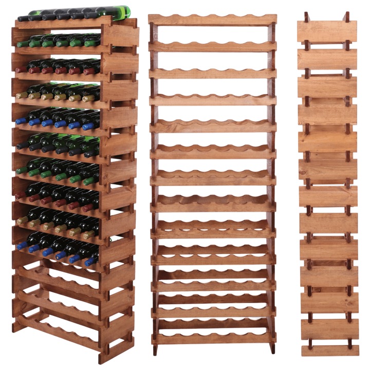 Suporturi bauturi, MODO24, regal modulabil din lemn de pin, 13x6, montaj fara unelte, culoare brown