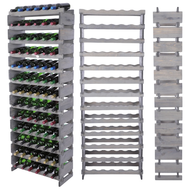 Suport pentru vin MODO24, modulabil, 13x6, gri, din lemn