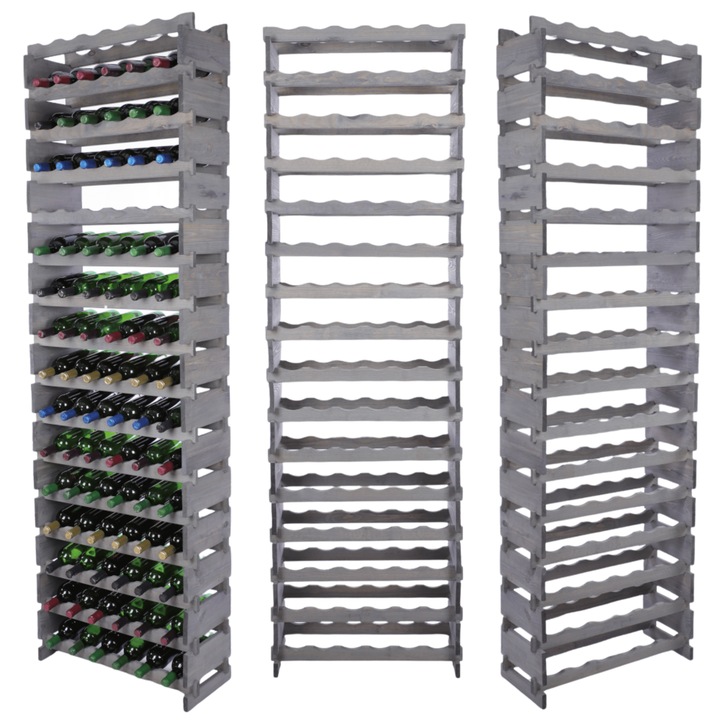 Suporturi bauturi MODO24, stand pe butelii 16x6, din lemn, gri, set modular