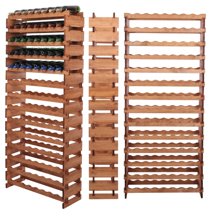 Suport pentru vin MODO24, modulabil, 112 butelii, lemn, brown, 14x8