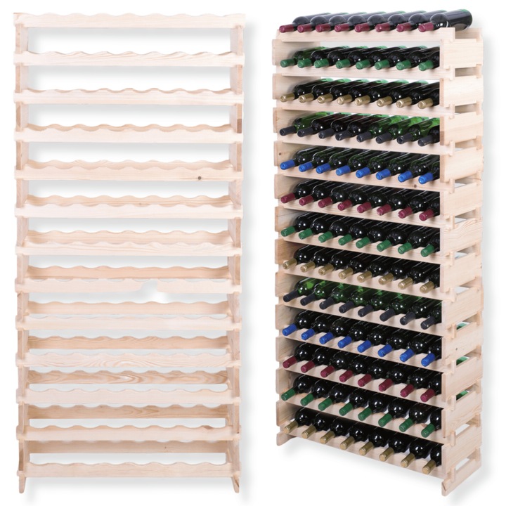 Suport pentru 104 butelii de vin, MODO24, modulabil, din lemn, bej, 13x8