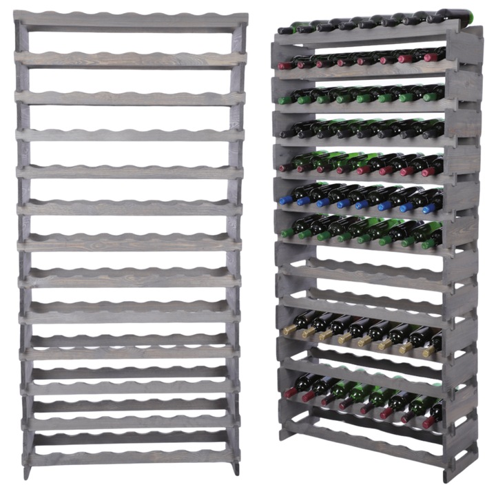 Suporturi bauturi MODO24, stand modular din lemn, 13x8, montaj fara unelte, gri