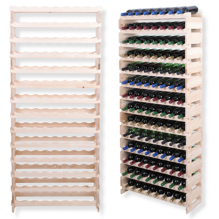 Suport pentru 112 butelii de vin, MODO24, modulabil, din lemn, bej, 14x8