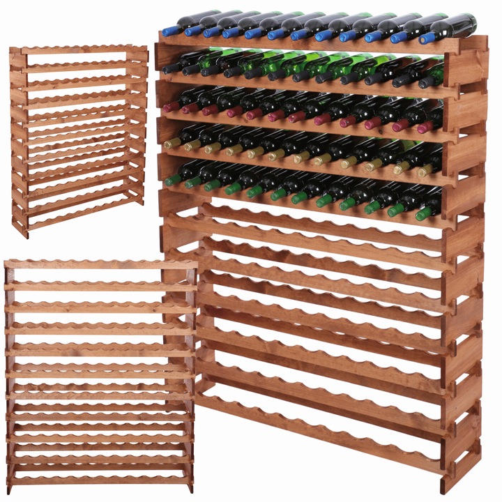 Suport pentru 132 butelii, MODO24, modulabil 11x12, lemn, maro