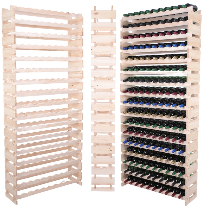 Suport pentru vin MODO24, modulabil din lemn, 17x10, bej, set