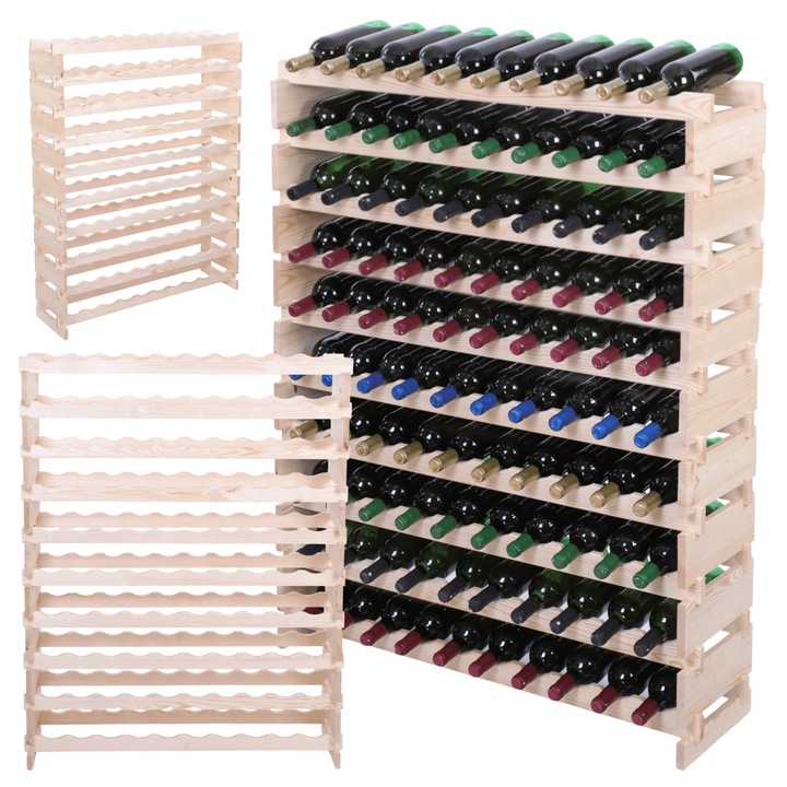Suport modular pentru sticle de vin MODO24, 10x10, lemn, bej, set