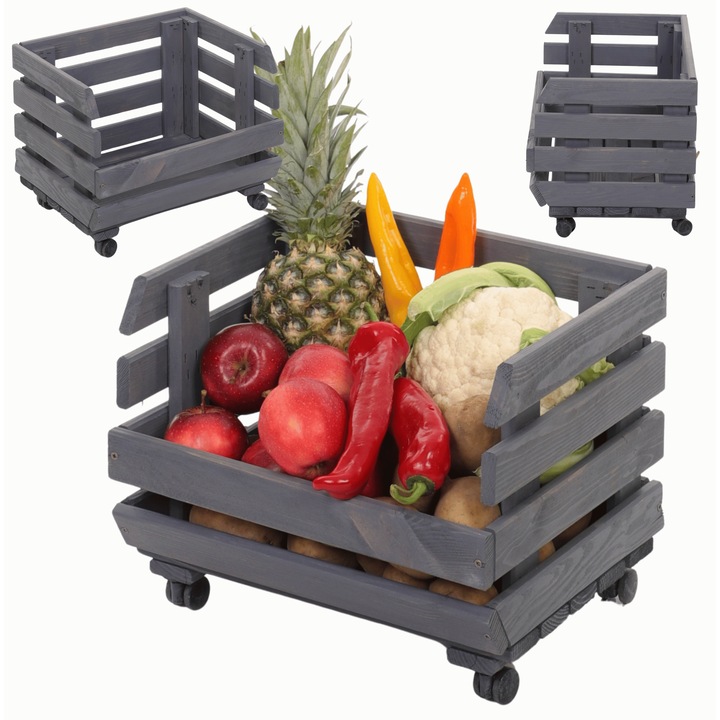 Raft modular pentru legume MODO24, 1 modul, 30x40x30cm, gri, din lemn