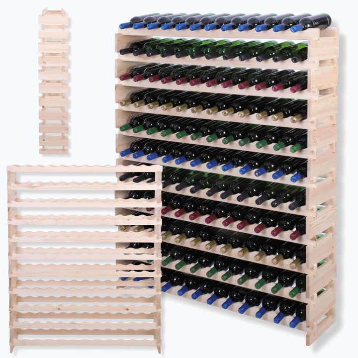 Suport pentru 132 butelii, MODO24, modulabil 11x12, lemn, bej