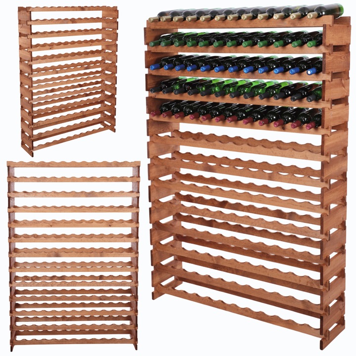 Suport pentru vin MODO24, modulabil 13x12, 156 butelki, lemn, maro