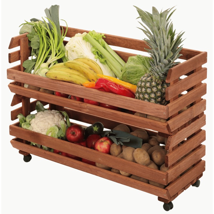 Set de 2 cutii modulare pentru legume MODO24, 55x80x30cm, din lemn impregnat, culoare bruna