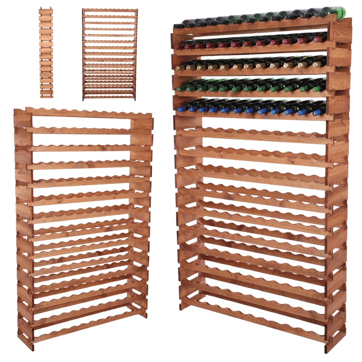Suport pentru vin MODO24, modulabil, 15x12, 180 butele, lemn, maro