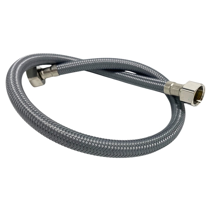 Furtun racord flexibil, Balneo, gri, 60 cm, PEX, 1/2"x1/2", elemente alama, rezistent la presiune si temperatura, montaj usor, siguranta maxima, manopera de inalta calitate