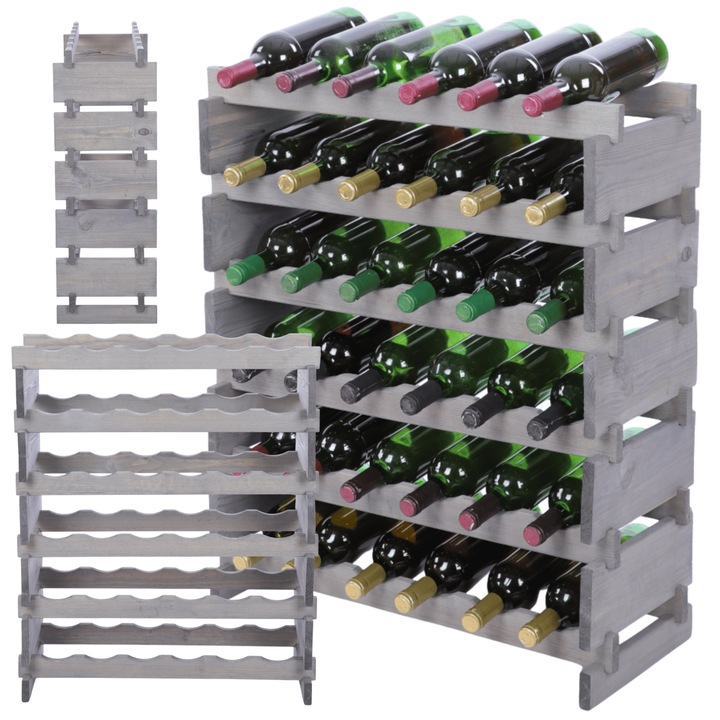 Suporturi bauturi MODO24, stand pe vin modular, 6x6, gri, din lemn, ecologic