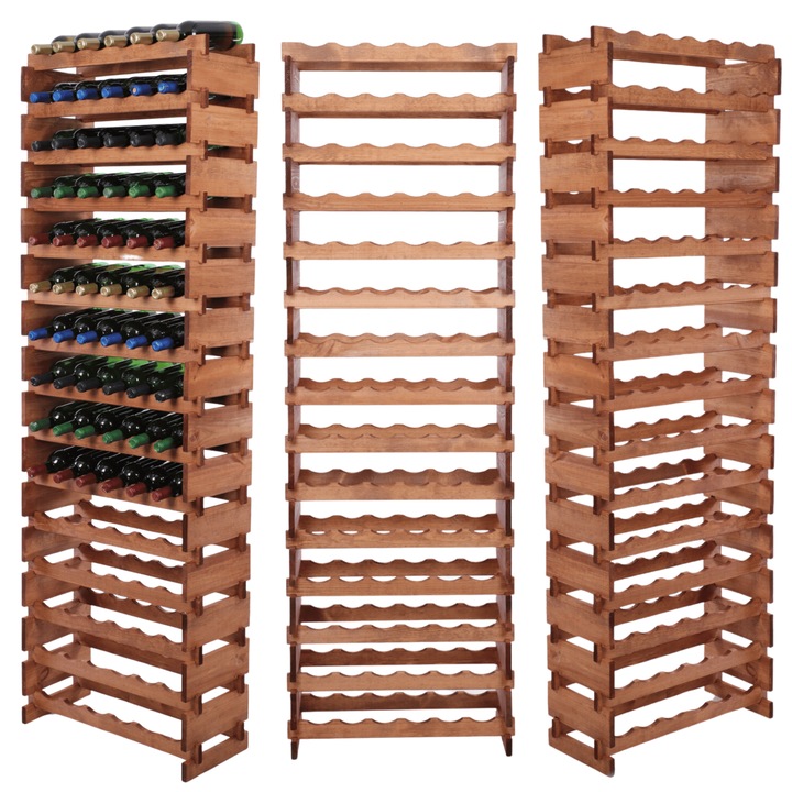 Suporturi bauturi MODO24, regal modulabil 15x6, 90 but., lemn, maro