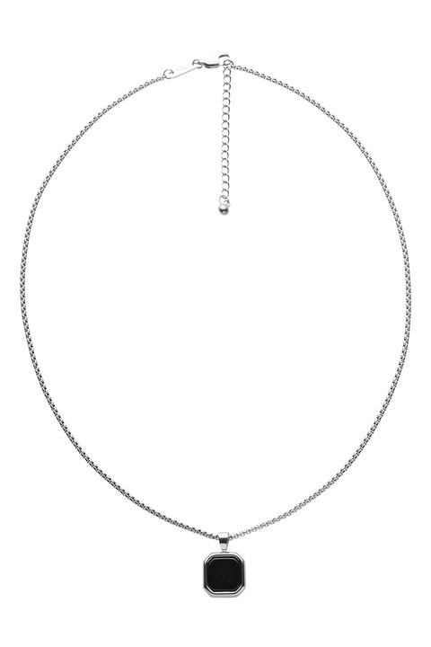 U.S. Polo Assn., Colier din otel inoxidabil cu pandantiv, Negru, Argintiu