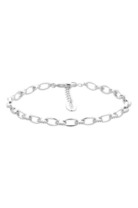 U.S. Polo Assn., Bratara decorata cu cristale albe, Argintiu