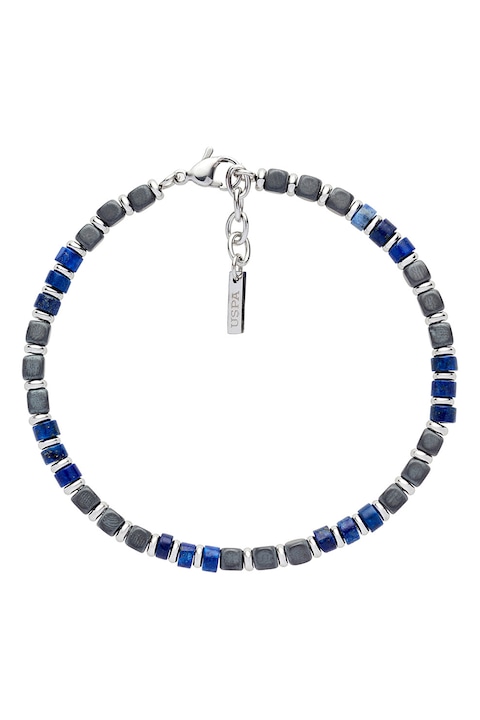 U.S. Polo Assn., Bratara cu lapis lazuli, Albastru, Argintiu