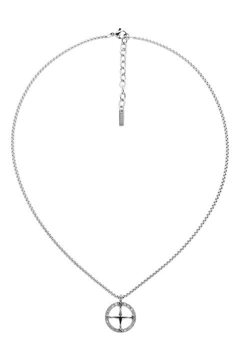 U.S. Polo Assn., Rozsdamentes acél nyaklánc iránytű alakú medállal, Ezüstszín