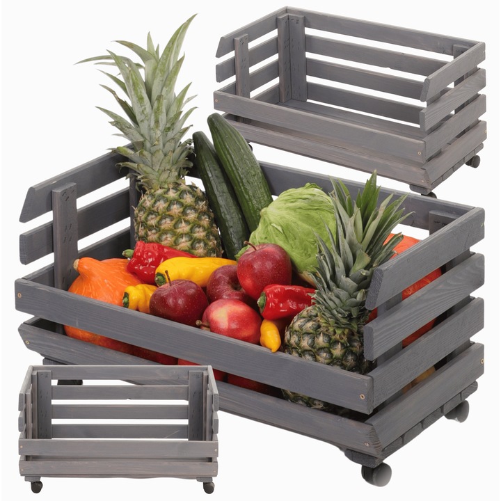 Raft modular pentru legume MODO24, 1 modul, 30x60x30cm, lemn, gri