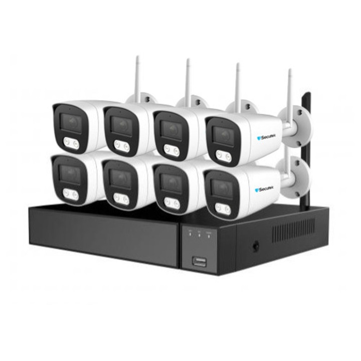Sistem de supraveghere WiFi Secutek SLG-LW2MC84B1 – 8 camere de 2MP, NVR