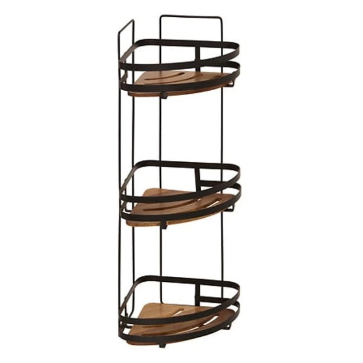 Blackacia sarokpolc, 3 szintes – fekete