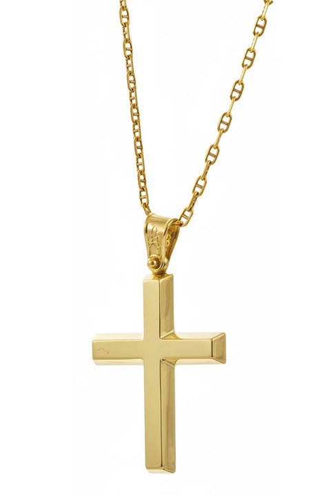 Cruce din aur de 14K cu lant din aur de 9K