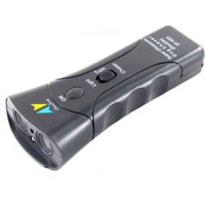 Dispozitiv antidaunatori pentru caini cu LED si unde ultrasonice, compact si portabil