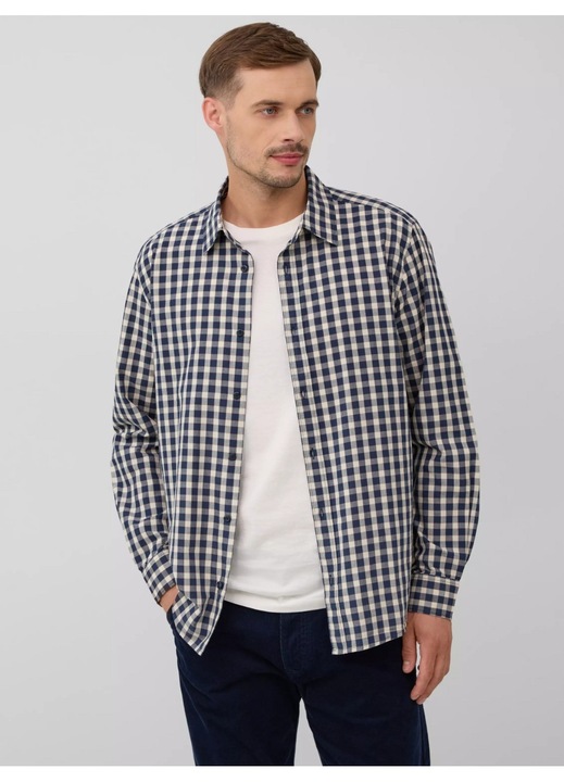S.Oliver Мъжка риза, на каре, Тъмносин
