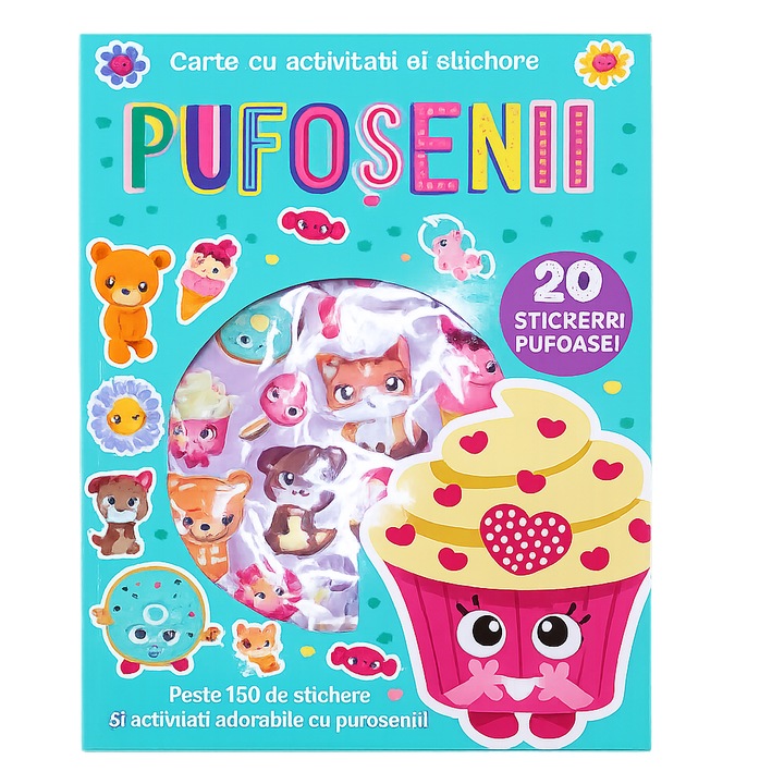 Pufosenii - 20 stickere pufoase - flamingo