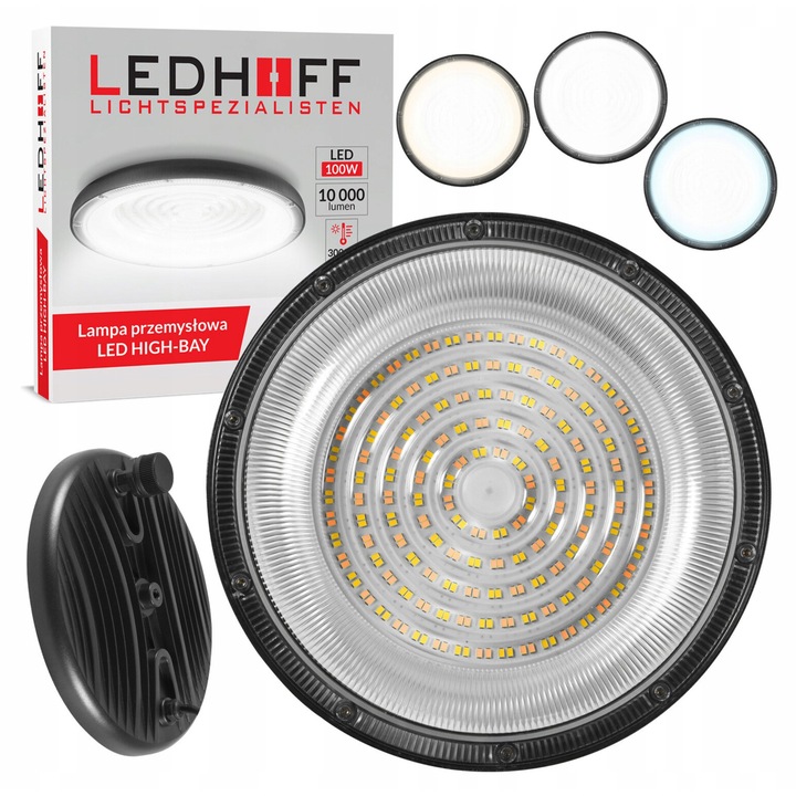 Lampă industrială LED Highbay UFO, Samal, 100W, 10.000 Lm, IP65, 242x37, 5mm, Multicolor