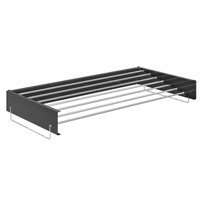 Uscator de rufe pliabil, montare perete, retractabil, usor de instalat, design compact si ergonomic, capacitate uscare 8.5m, 7 bare si 2 agatatori laterale, interior-exterior, 120x60cm, metal vopsit in camp electrostatic, negru, SIPEDO