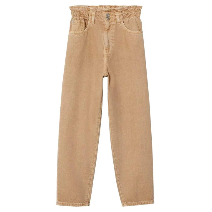 Blugi Mango copii bej – relaxed fit, talie paperbag, 164 cm