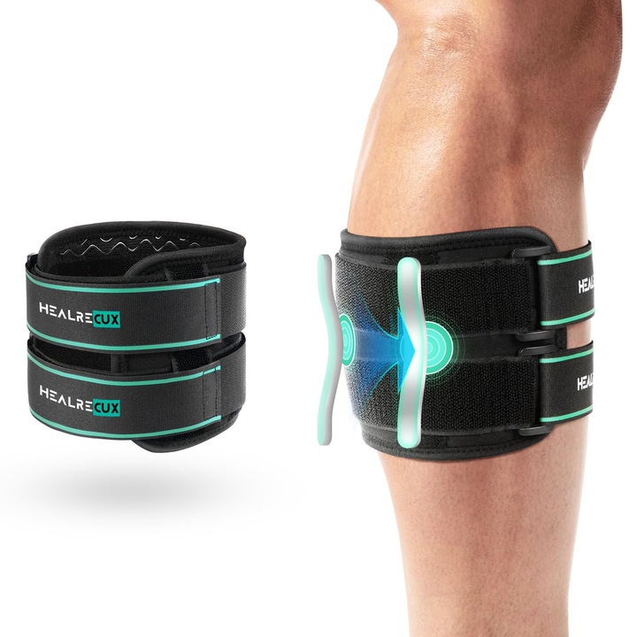 Orteza de genunchi pentru ameliorarea durerii de sciatica, Banda de compresie cu pad acupunctura, Curele ajustabile