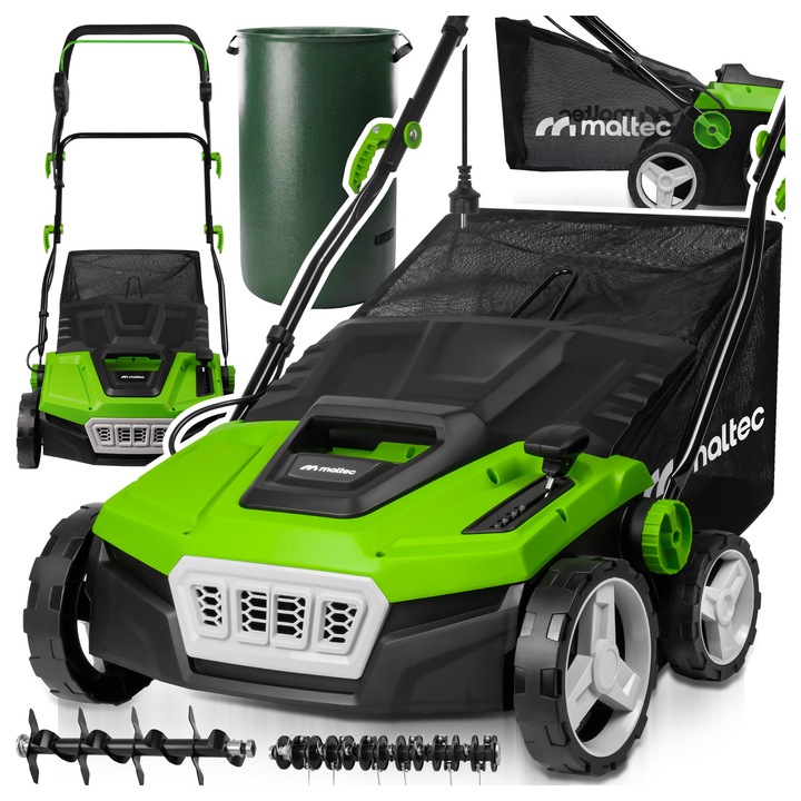 Електрически аератор и скарификатор MalTec MasterLawn-PRO2600, 2 в 1, 2600W, работна ширина 38 см, кош 45 л, чувал 120 л