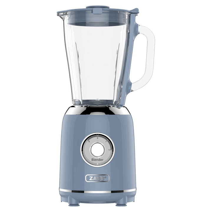 Blender de masa ZASS ZSB 15 Faded Denim, 800 W, 1.5 L, 2 viteze + functie Pulse, lama inox