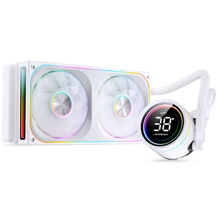 Jonsbo TH-240 ARGB White 240 mm AIO vízhűtés, beépített LED CPU hőmérséklet kijelző, fehér
