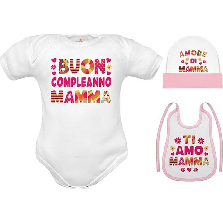 Set 3 piese cu maneca lunga body bebelusi, model 12, 9-12 luni