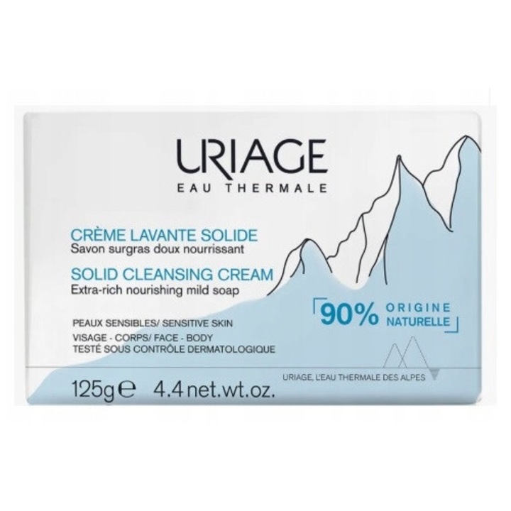 Сапун за чувствителна кожа Uriage Eau Thermale, 125гр, подхранващ, с масло от ший, бял цвят