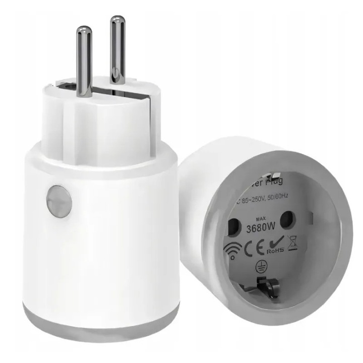 Priza smart programabila cu wattmetru – Control din Aplicatie, PLUG&PLAY, Max. 3680W