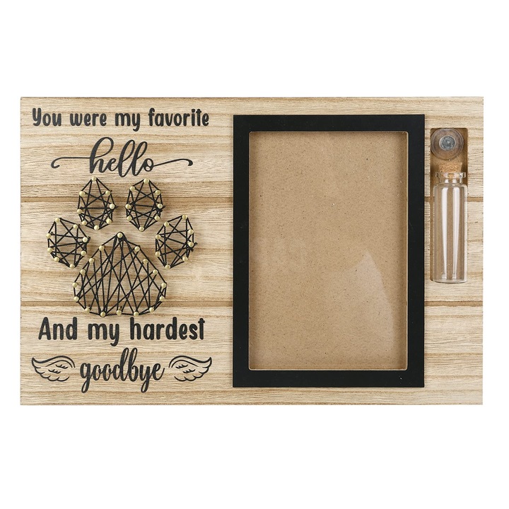 Rama foto pentru câine sau pisică, lemn, neagră, set birou și perete