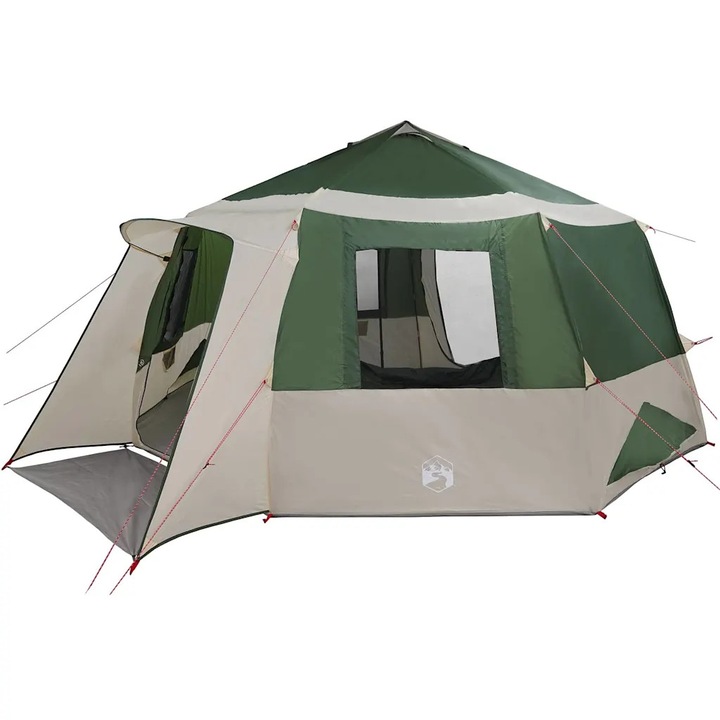 vidaXL Cabin Tent 12-Person tetővel Zöld és Szürke 500 x 500 x 294 cm 42004056