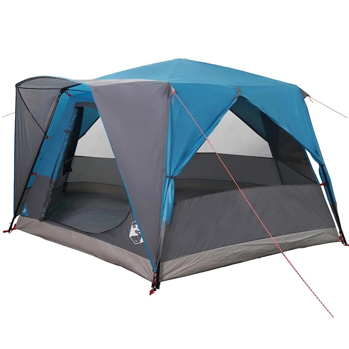 vidaXL Cabin Tent 7-Person tetővel tárolóval Kék 400 x 350 x 212 cm 42004027