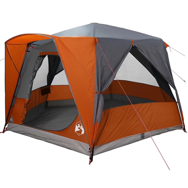 vidaXL Cabin Tent 5-Person Szürke és narancs 333 x 317 x 194 cm 42004031