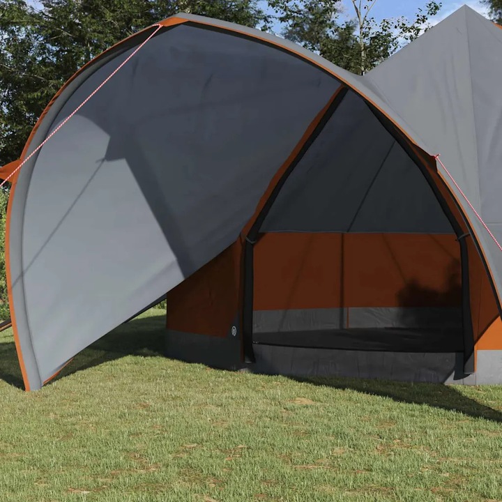 Set Cort Teepee pentru vidaXL, 7 persoane cu acoperis Albastru si Gri