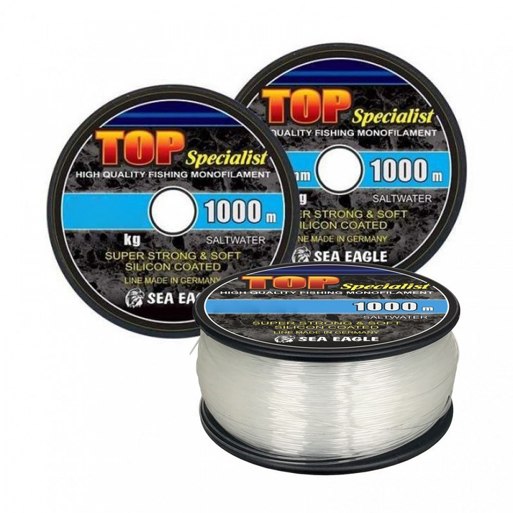 Fir pescuit Sea Eagle Top Specialist 350m 0.40mm, culoare transparentă, pentru apă dulce și sărată, rezistent la noduri și abraziune, rezistență 13.2kg