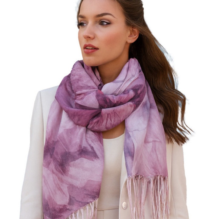 Sal feminin multicolor cu imprimeu floral, Agrafka, 100% poliester, violet, 180x70cm